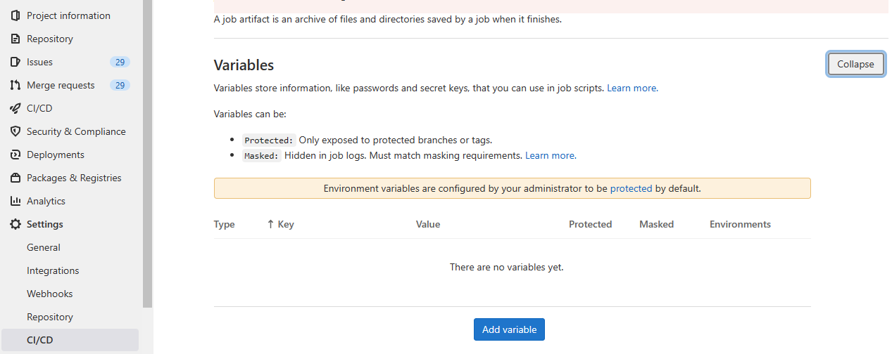 Project variables